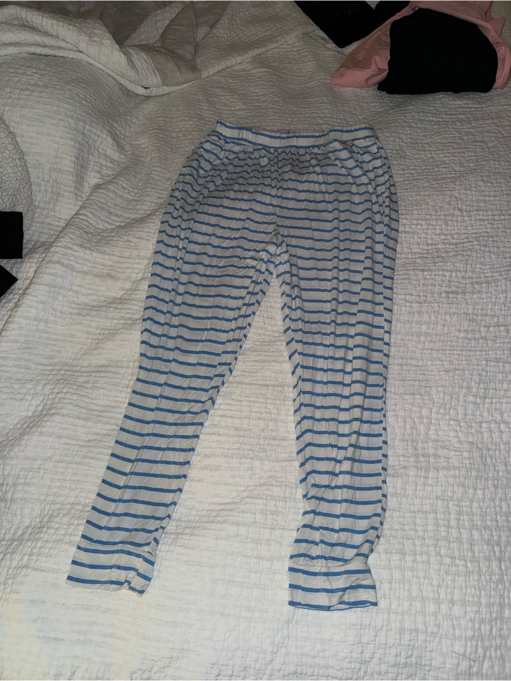 Woman Blue & White Striped Pajama Pants - Comfortable Sleepwear